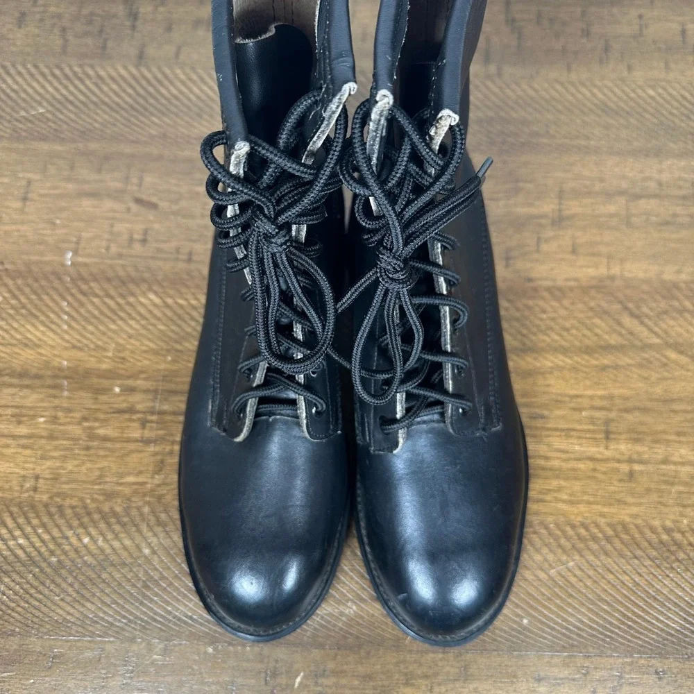 VTG Addison Combat Boots 4 M Black Leather 1988 Military Issue Biltrite Combat